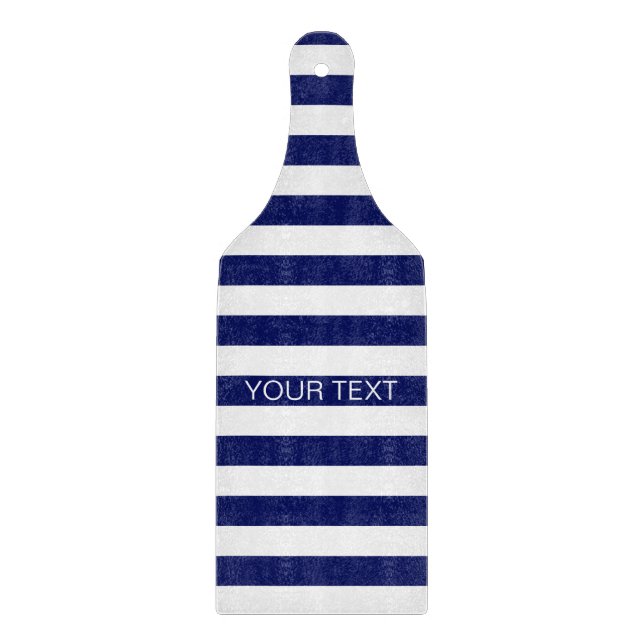 Monogramm für den horizontalen, Navy-Weiß-Preppy-S Schneidebrett (Vorderseite)
