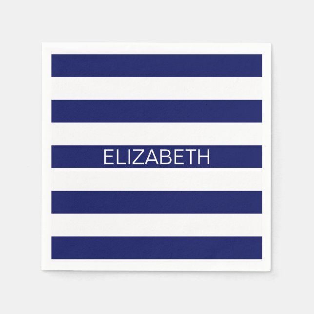 Monogramm für den horizontalen, Navy-Weiß-Preppy-S Serviette (Vorderseite)
