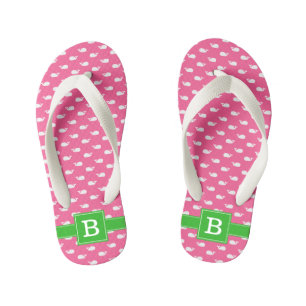 Monogramm für den Hot Pink und den grünen Whalplat Kinderbadesandalen
