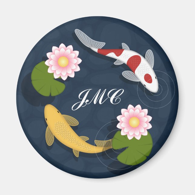 Monogramm für den japanischen Koi-Fischteich Magnet (Vorne)