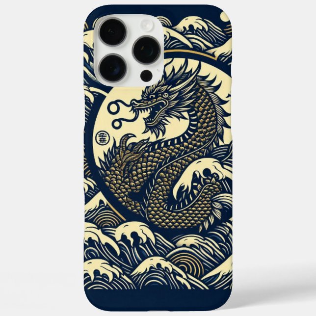 Monogramm für den japanischen Wave Dragon iPhone 16 Pro Max Hülle (Rückseite)