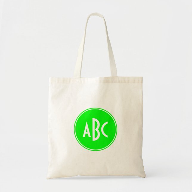 Monogramm für den Limonen und weißen Kreis Tragetasche (Vorne)