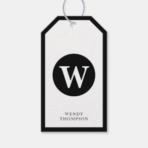 Monogramm für den Minimalistischen Kreis Schwarz/W Geschenkanhänger