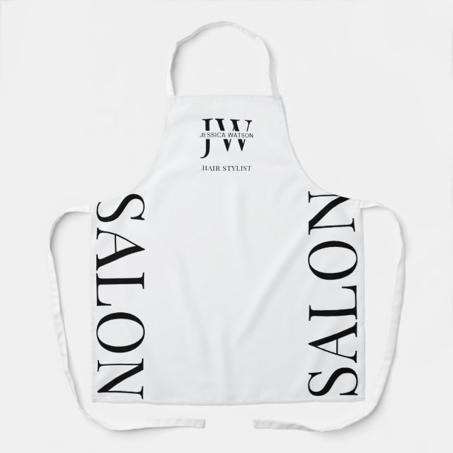 Monogramm für den Minimalistischen Schwarz-Weiß-Ha Schürze (Vorderseite)