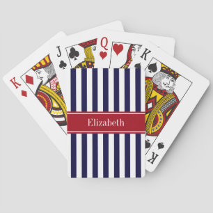 Monogramm für den Namen eines Navy Blue Stripe Spielkarten