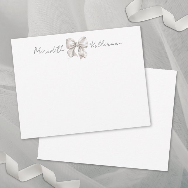 Monogramm für den personalisierten Botennamen Mitteilungskarte (Personalized Bow Name Monogram Note Card)