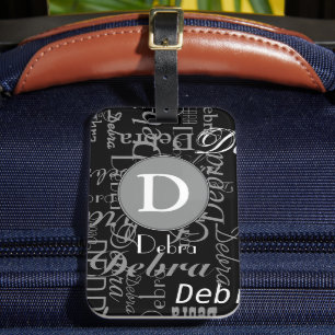 Monogramm für den personalisierten Schwarzen und W Gepäckanhänger