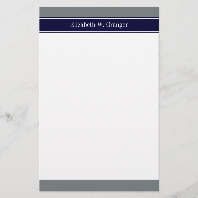 Monogramm für den roten, blauen Ribbon-Namen von F Briefpapier (Vorderseite)