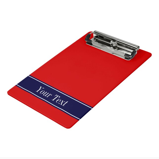 Monogramm für den roten, navy Blue Ribbon-Namen Mini Klemmbrett (Gewinkelt3)