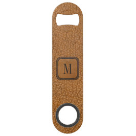 Monogramm für den rustikalen Vintagen Leder-Wester Speed Flaschenöffner