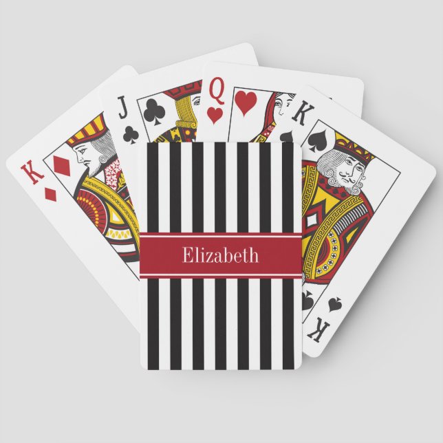 Monogramm für den Schwarz-weißen Streifen Cranberr Spielkarten (Rückseite)