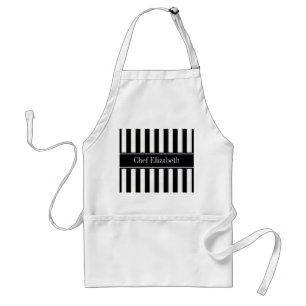 Monogramm für den Schwarz-weißen Streifen Schürze