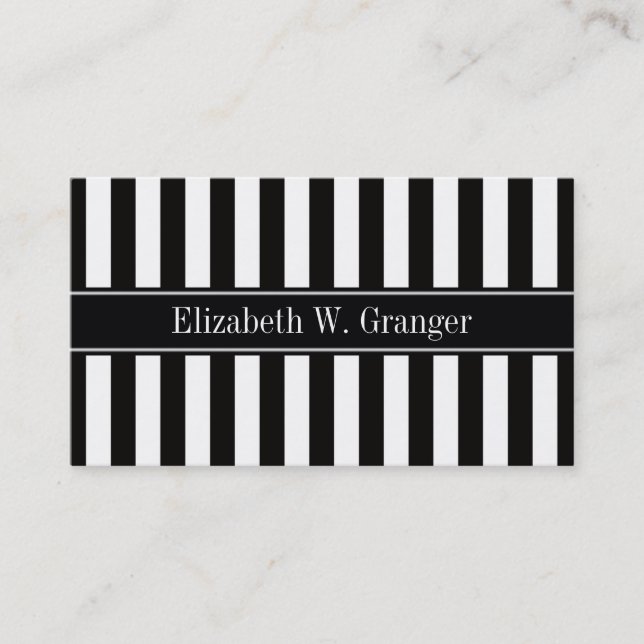 Monogramm für den Schwarz-weißen Streifen Visitenkarte (Vorderseite)