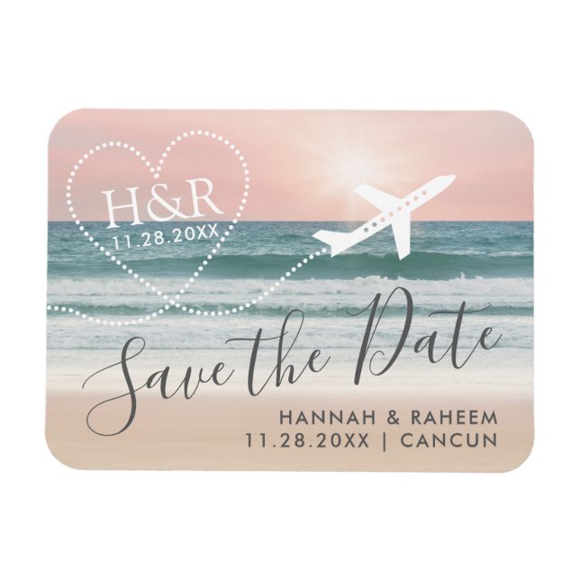 Monogramm für den Sunset Airplane-Weg Save the Dat Magnet (Horizontal)