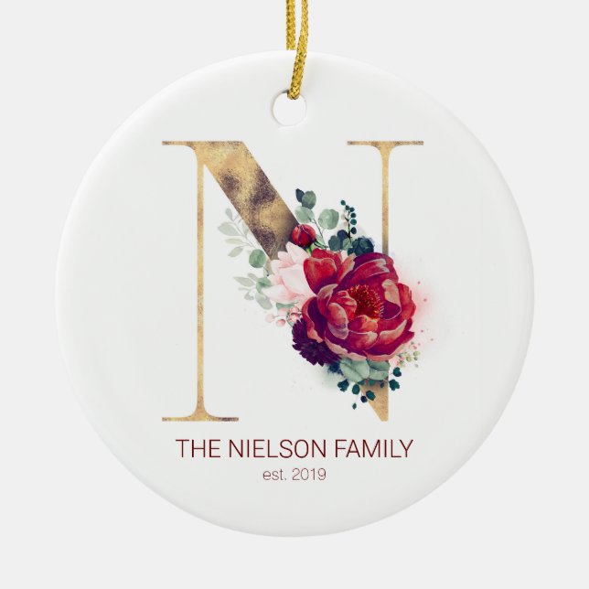 Monogramm für den Urlaub, neu verheiratet oder Fot Keramik Ornament (Vorne)