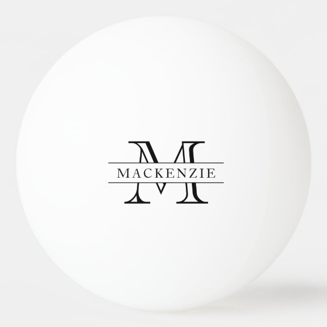 Monogramm für den weißen und schwarzen klassischen tischtennisball (Vorderseite)
