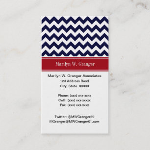 Monogramm für den Zickzack Navy Blue Cranberry Nam Visitenkarte