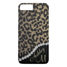 Monogramm für Diamanten und Leopard-Glitzer Case-Mate iPhone Hülle