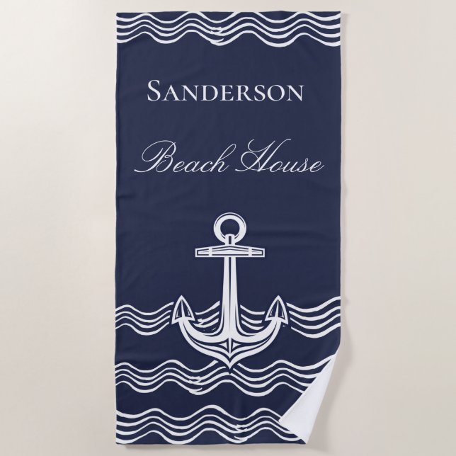 Monogramm für die Ankeröffnung des Blue Beach Hous Strandtuch (Vorderseite)