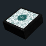 Monogramm für die aquamarine und weiße Blume Geschenkbox<br><div class="desc">Stilvoll und niedlich,  ist diese Aquamarine und weiße Blume Pattern Monogram Keepake Box perfekt für jede Frau.</div>