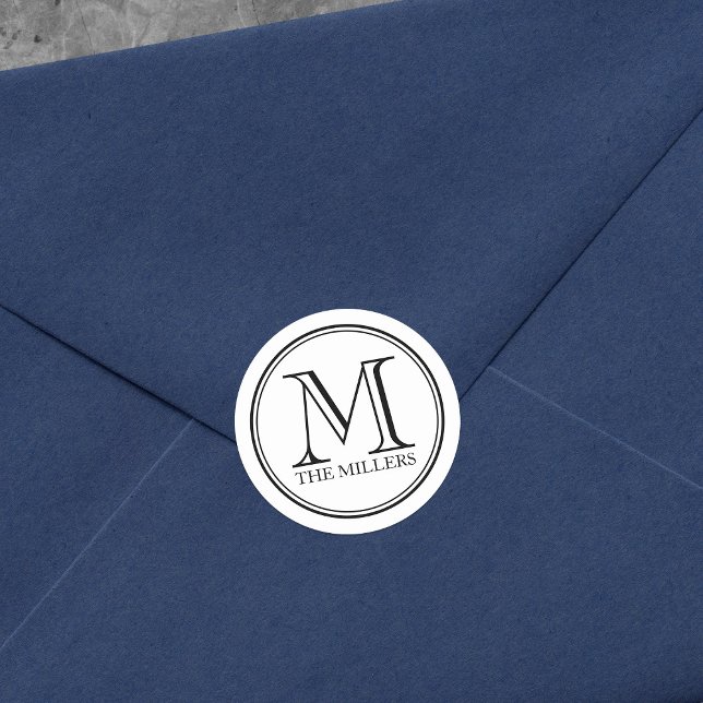 Monogramm für die bearbeitbare Hintergrundfamilie  Runder Aufkleber (Von Creator hochgeladen)