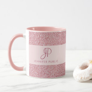 Monogramm für die benutzerdefinierte Rose Gold-Gli Tasse