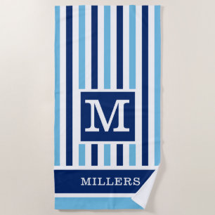 Monogramm für die Bezeichnung der blauen und weiße Strandtuch