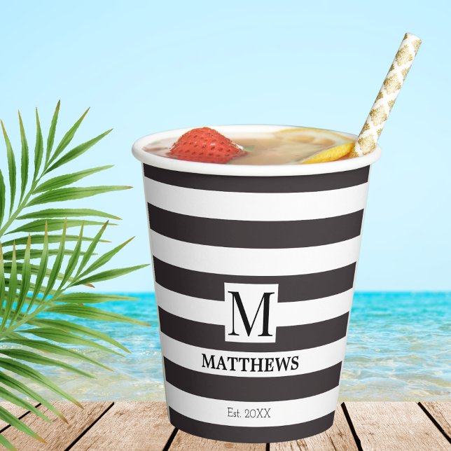 Monogramm für die Bezeichnung der Nautic Navy Blue Pappbecher (Von Creator hochgeladen)