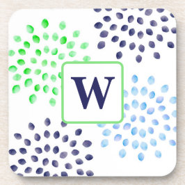Monogramm für die blaue Blume von Aquarellfarbe Getränkeuntersetzer