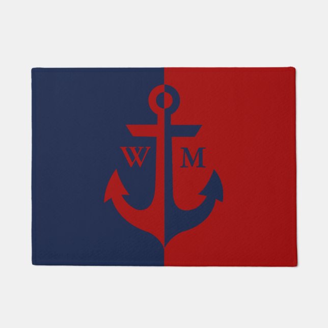 Monogramm für die blaue und rote Seestange Fußmatte (Vorderseite)