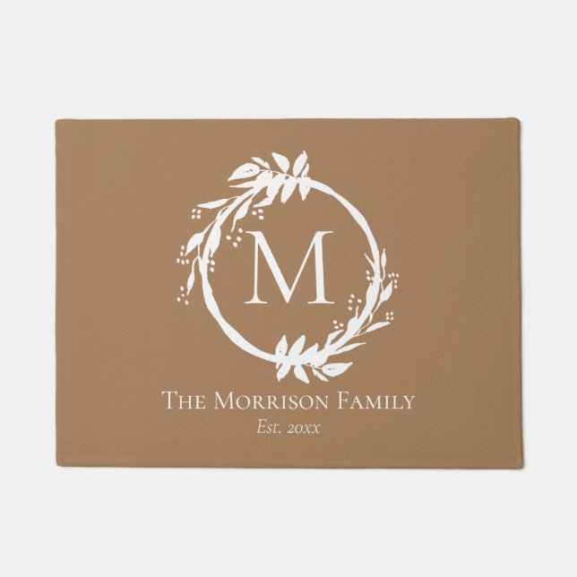 Monogramm für die elegante Beige-Weiße Bezeichnung Fußmatte (Vorderseite)