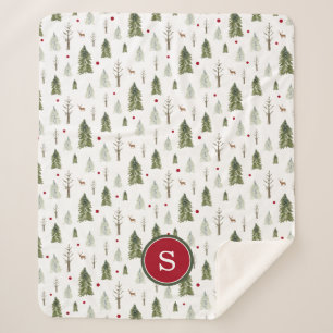 Monogramm für die Farbe des grünen Pine Winter Foo Sherpadecke