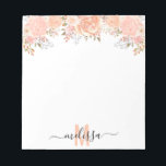 Monogramm für die farbige Blume Peach Notizblock<br><div class="desc">Dieses Design kann in dem Bereich personalisiert werden, der durch das Ändern des Fotos und/oder Textes zur Verfügung gestellt wird. Sie können auch angepasst werden, indem Sie auf Vorlage personalisieren klicken und dann auf die Schaltfläche klicken, um weitere Optionen anzupassen, um die Hintergrundfarbe zu löschen oder zu ändern, Text hinzuzufügen,...</div>