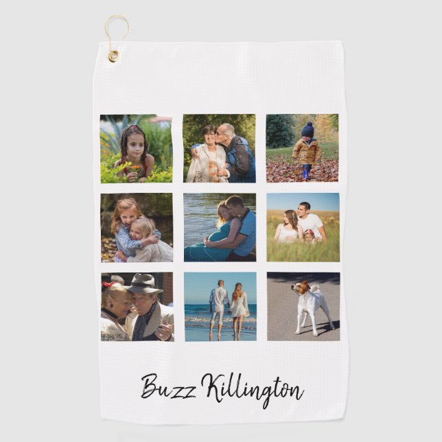 Monogramm für die FotoCollage der Familie Golfhandtuch (Vorderseite)