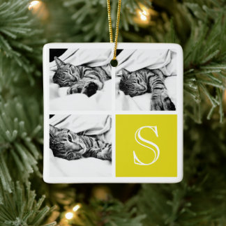 Monogramm für die FotoCollage Gelb und Weiß Keramikornament
