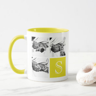 Monogramm für die FotoCollage Gelb und Weiß Tasse