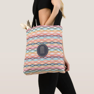 Monogramm für die geometrische Linie Retro-Muster Tasche