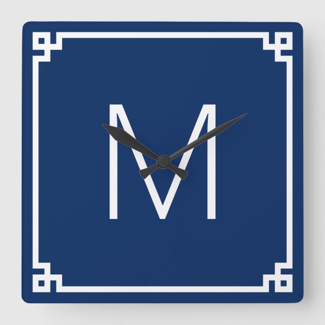 Monogramm für die Grenze zwischen der Marine und W Quadratische Wanduhr (Vorderseite)