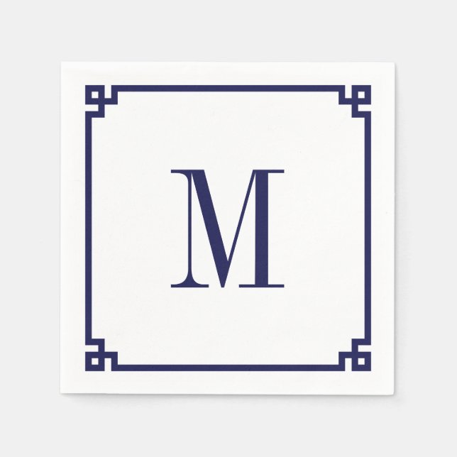 Monogramm für die griechische Schlüsselgrenzensper Serviette (Vorderseite)