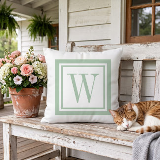 Monogramm für die Größen Grün und Weiß Classic Squ Kissen
