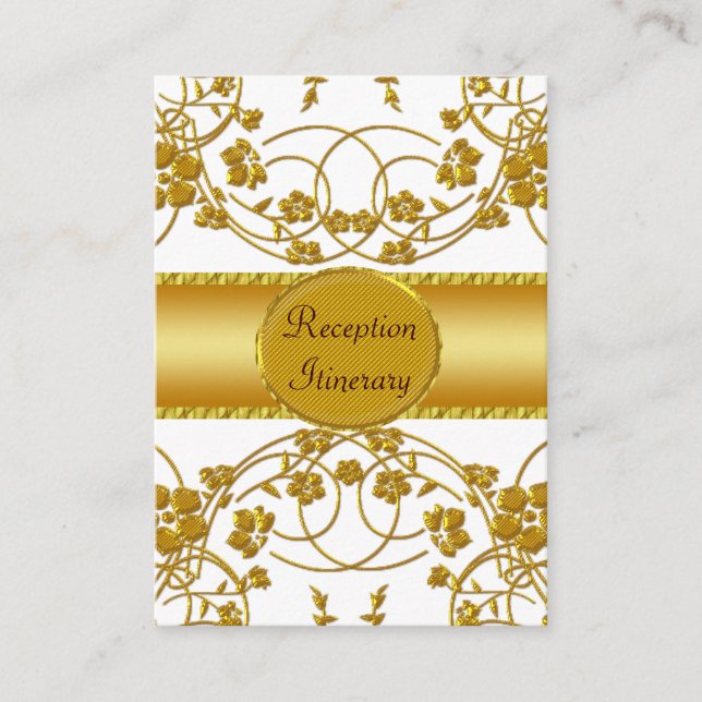 Monogramm für die Hochzeit von Gold und Weiß Begleitkarte (Vorderseite)