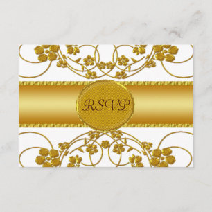 Monogramm für die Hochzeit von Gold und Weiß RSVP Karte