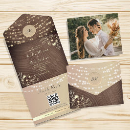 Monogramm für die Hochzeit von String Lights QR-Co All In One Einladung