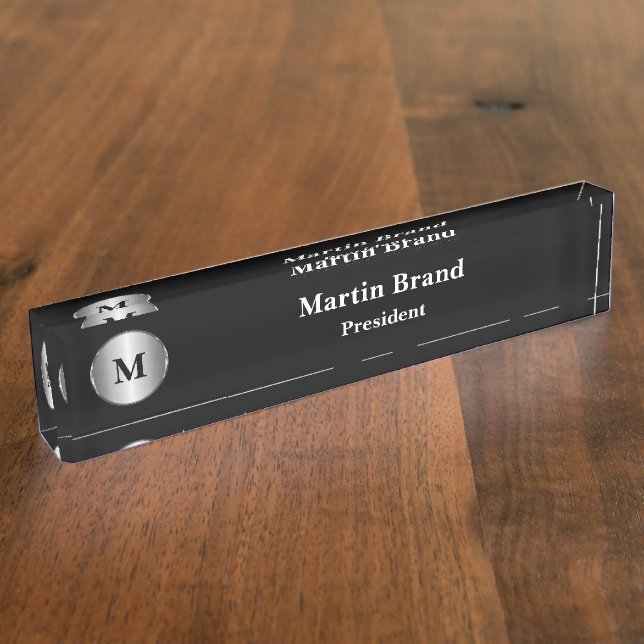Monogramm für die klassische Führungskraft Namensplakette (Seite)