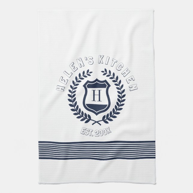 Monogramm für die Konstruktion von Navy Blue Wraat Küchentuch (Vertikal)