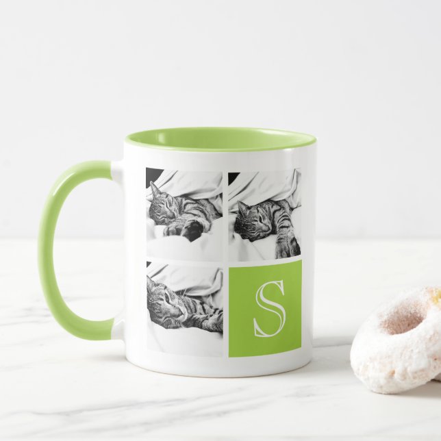 Monogramm für die Limone und weiße Grafik Tasse (Mit Donut)