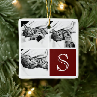 Monogramm für die Maroon- und die weiße Instagramm Keramikornament