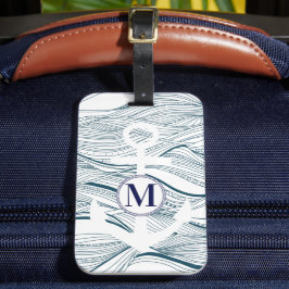 Monogramm für die Nautische Marine und den Weißank Gepäckanhänger
