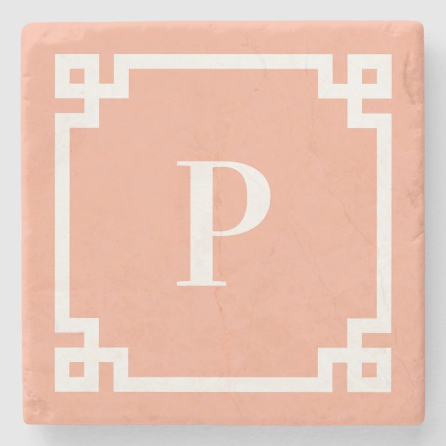 Monogramm für die Pfirsich- und die weiße griechis Steinuntersetzer (Vorderseite)