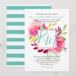 Monogramm für die Rose der tropischen Bright Einladung